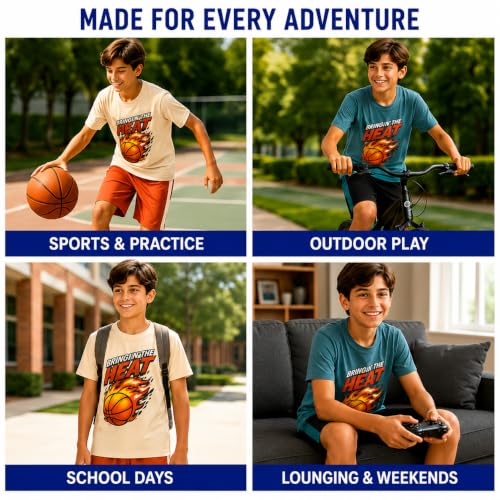 Image of Pro Athlete Boys Shorts Sets - 4 Piece Dry Fit Short Sleeve Crewneck Graphic Tee and Performance Shorts for Boys (Sizes 8-16)
