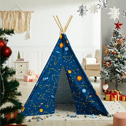 Asweets Kids Teepee Tent-64''x 43''x 43'',Large Happy Hut Galaxy Space Kids Tent Indoor Outdoor Playhouse Tents for Boys and Girls Indian Teepee with Portable Play Tent Storage Bag (Starry Sky)