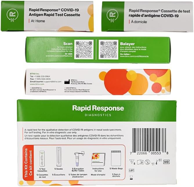 BTNX's Rapid Response COVID-19 Antigen Rapid Test Cassette – At home health care, results in 10 minutes, easy to use, nasal swab, self-testing (5 Tests) Expiration Date: Oct 15, 2026. - View 7