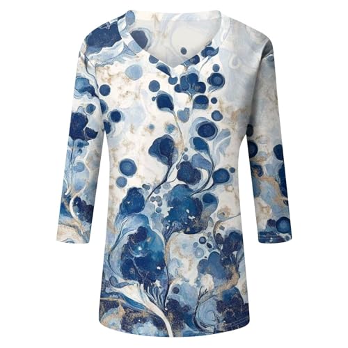 HTHLVMD Womens 3/4 Length Sleeve Tunic Tops Summer Fall Outfits 2025 Three Quarter Sleeve Casual V Neck T Shirts for Women