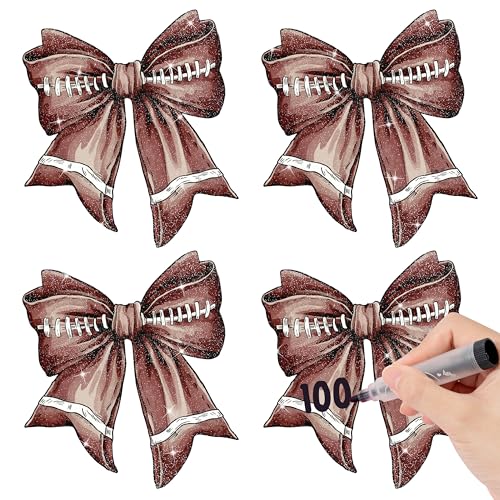 Image of Glitter Football Bow Cutouts- 100Pcs Football Bow DIY Paper Cuts Party Decorations Bowknot Shape Cutout Bulletin Board for Baby Shower Birthday Party Classroom Game Day Wall Decor Supplies