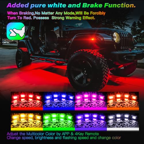 Ledmircy RGBW ROCK LIGHTS KIT-4PCS R4 Rgbw Rock Lights With Bluetooth App Control Multicolor Led Rock Light Rgbw 4 Pods Kit Flashing Music Brake Mode thumb #2