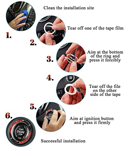 Image of ToBeQueen Red Black Bling Push Start Button Cover Ring Emblem Sticker, Interior Decoration Crystal Diamond Rhinestone Car Decor Red and Black Car Accessories for Women, Red and Black