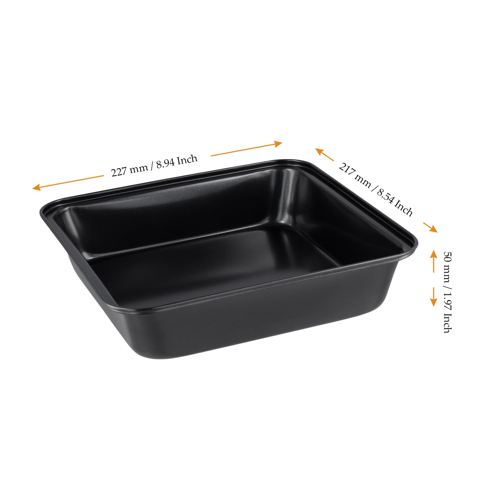4 Pezzi Pirofila Quadrata 21x21x5 cm Nero - Teglia da Forno Antiaderente in Acciaio al Carbonio per Lasagne, Torte, Brownies e Tiramisù