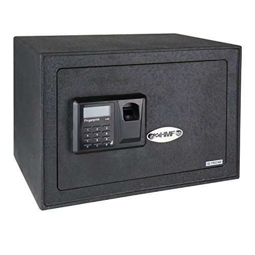 HMF 49122 Cassaforte Serratura Elettronica, Scansione delle Impronte Digitali e Serratura a Chiave, Safe, 35 x 25 x 25...