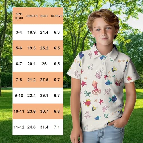 Oil Painting Animals Print Boys and Toddler Uniform Short Sleeve Kids Golf Polo Shirt for Active Casual3