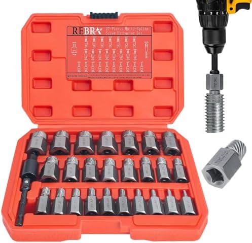 REBRA 27-Pieces Screw Extractor Set, 3/8" Inch Impact Double Head...