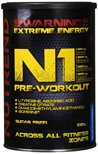 Nutrend N1 510g Blue Raspberry Flavour pre-workout, Beta-alanine, AAKG Taurine DMAE