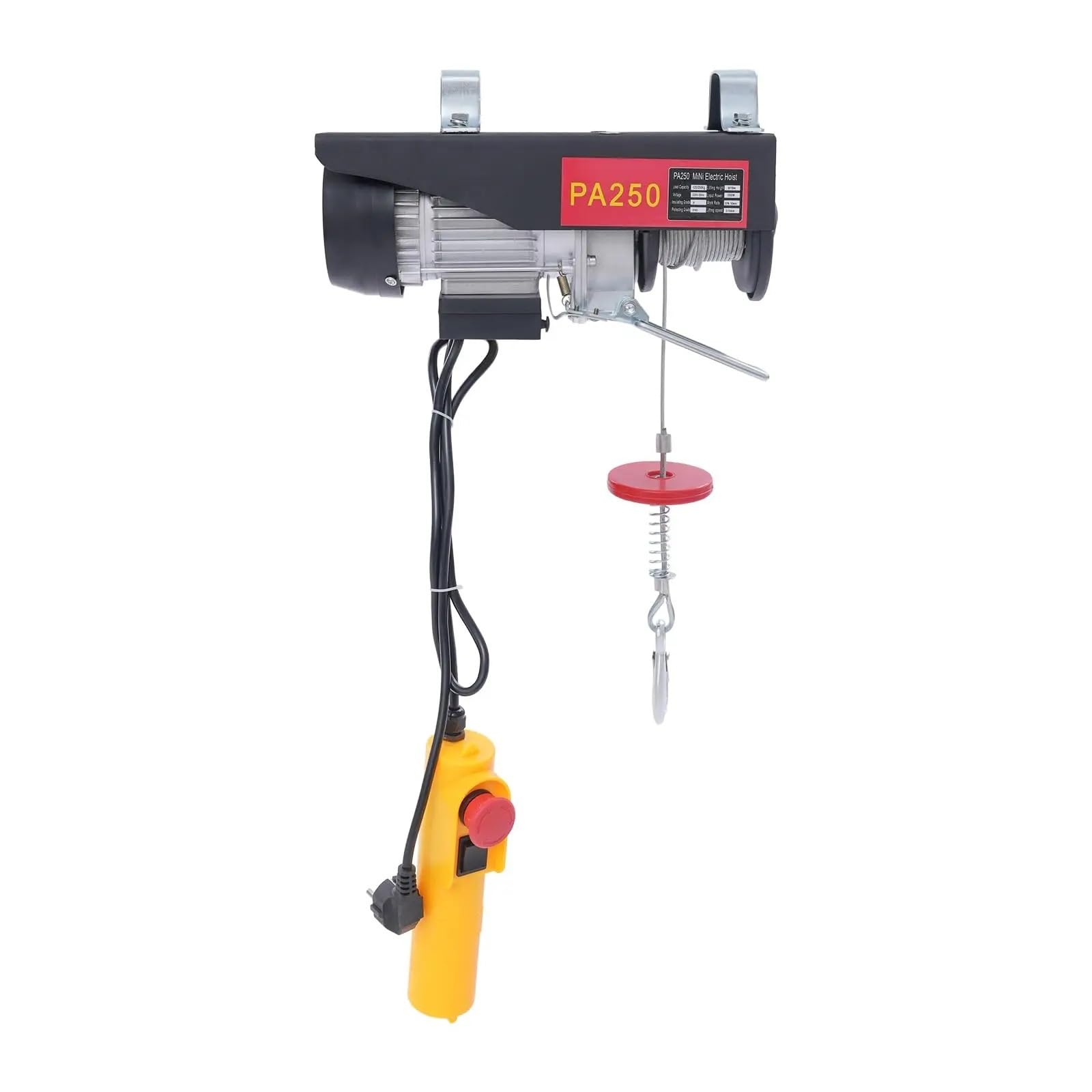 Seilhebezug Elektrischer Flaschenzug 550 W, 125 kg (Einzelseil), 250 (Doppelseil – 2 Modi bis zu 551 Pfund, 18 m Stahlseil flaschenzug