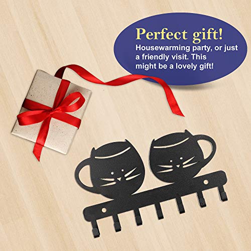 Image of Sehaz Artworks Metal Key Holder for Home | Bird Key Hooks | Key Holder for Home Decor Stylish | Key Stand for Wall (7 Hooks, Black)
