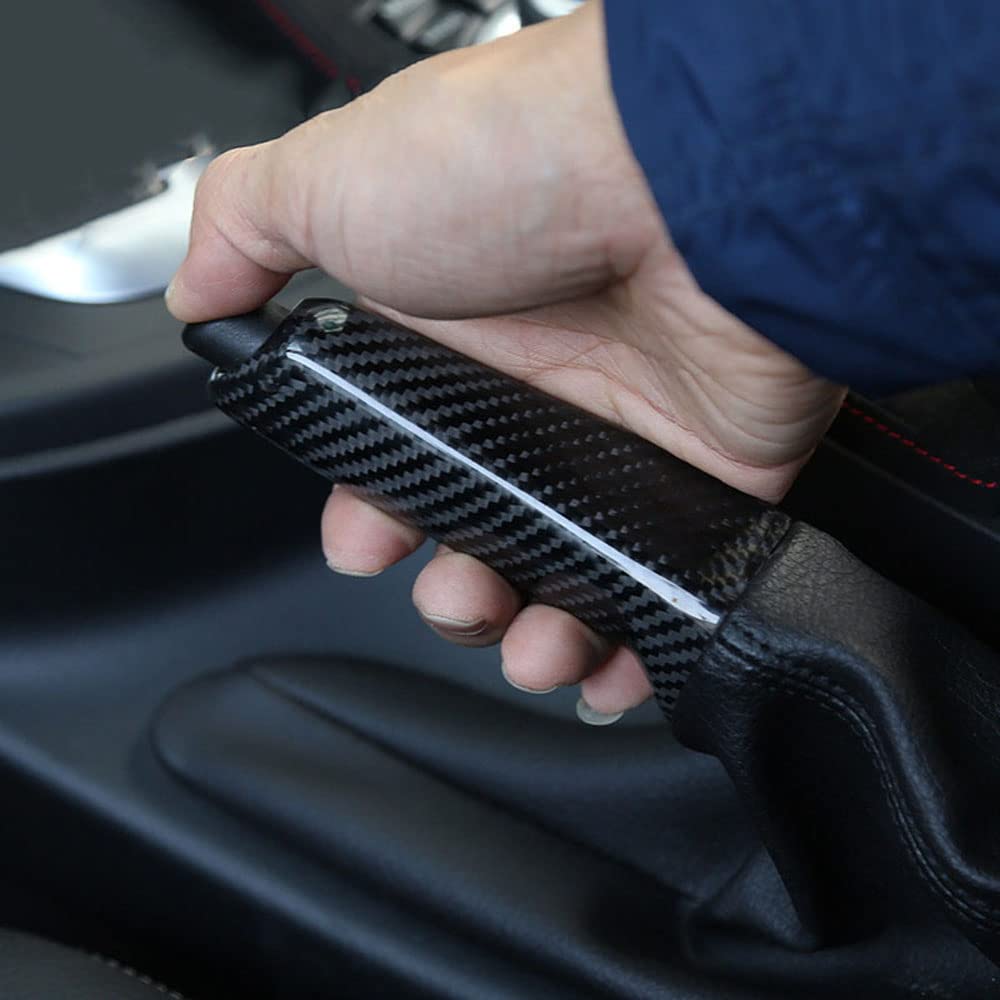 Housse de poignée de frein à main centrale compatible avec BMW Série 1 2 3 4 E46 F90 E92 E60 E39 F30 F10 F20 en fibre de carbone véritable Taille originale personnalisée