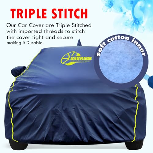 Image of Waterproof Car Body Cover Compatible with Kia Seltos 2026 Model with Mirror & Anteena Packets Dust Proof & Belt with Elastic All Weather Protection Navy Blue Colour Custom Fit.
