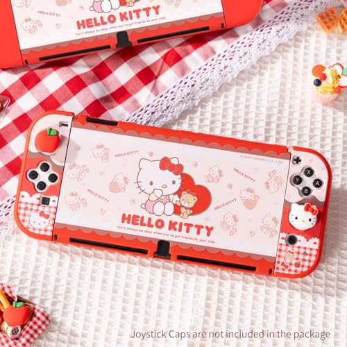 Image of Kuitmor Protective Shell for Switch OLED,Slim Cute Pattern Dockable Cover Case Compatible with Switch OLED,Anti-Scratch and Shock-Absorption Design Cover Skins for Joystick(Hello Kitty)
