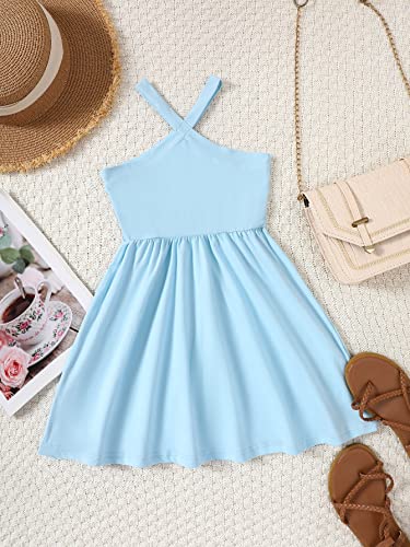 WDIRARA Toddler Girl's Crisscross Sleeveless Halter Neck Flared Hem A Line Dress2