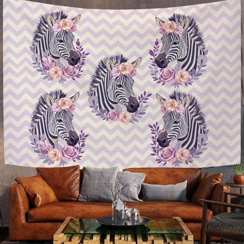 Tapiz de animales rayados de 230x150cm que aporta amplitud visual y diseño rosa 3