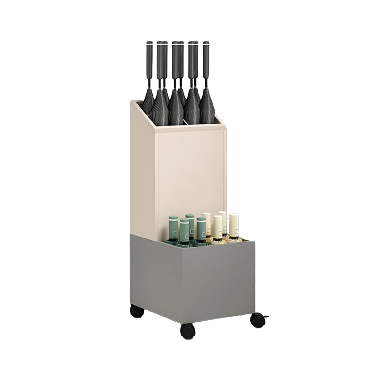 BHFPFZA DualLayer Metal Umb Stand with WheelsLarge Capacity for Business Entryway & Hotel Reception (Color5 48x25x60cm)