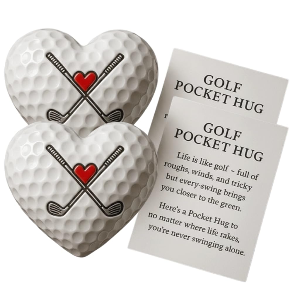 Marqueur de balle de golf en cœur avec carte de motivation | Cadeau idéal golfeur