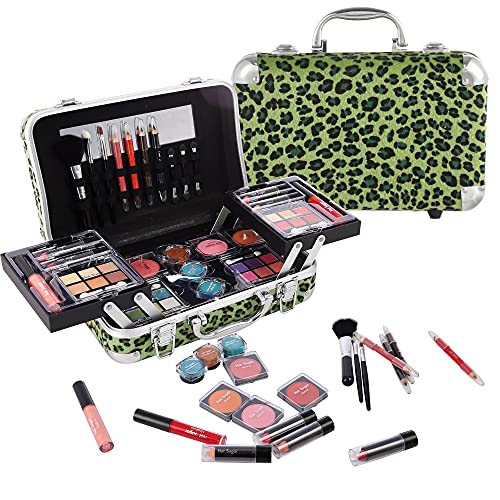 Hot Sugar Makeup Kit Gift Set for Adults and Girls-Full Makeup Kit for Beginners Includes Eye Shadow Palette Blush Lip Gloss Lipstick Lip Pencil Eye Pencil Brush Mirror