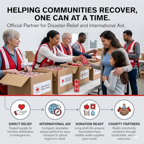 Image of American Red Cross Licensed Emergency Canned Water by Aqua Emergency - 16 fl oz, 50-Year Shelf Life, Hermetically Sealed Aluminum Cans, BPA-Free, Purified Water by Reverse Osmosis, 2.5-5 Day Supply Per Person, Emergency & Everyday Preparedness, Pack of 12
