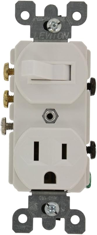 Leviton 1P, 3 Wire, 15 Amp/120 Vac Decora 3-Way Duplex Combination Switch/Receptacle, 5245-W, White