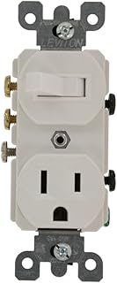 Leviton 5245-W Decora 3-Way Duplex Combination Switch/Receptacle, 1 P, 3 Wire, 15 A, 120 Vac, White