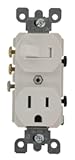 Leviton 1P, 3 Wire, 15 Amp/120 Vac Decora 3-Way Duplex Combination Switch/Receptacle, 5245-W, White