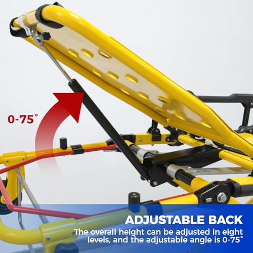 YUPINZHENAI Aluminum Alloy Automatic Loading Ambulance Stretcher, Capacity 440 lbs Medical Emergency Trolley, Lightweight Emergency Transportation Stretcher, Folding Ambulance Gurney Stretcher Bed