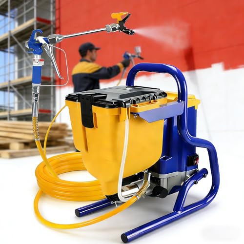 Pistola Eléctrica de Pintura Airless 1800W Profesional para Paredes con Caudal de 2.1L/min, Máquina de Pintura de Alta Presión para Paredes y Vallas para el Hogar, con Manguera de Alta Presión de 8M