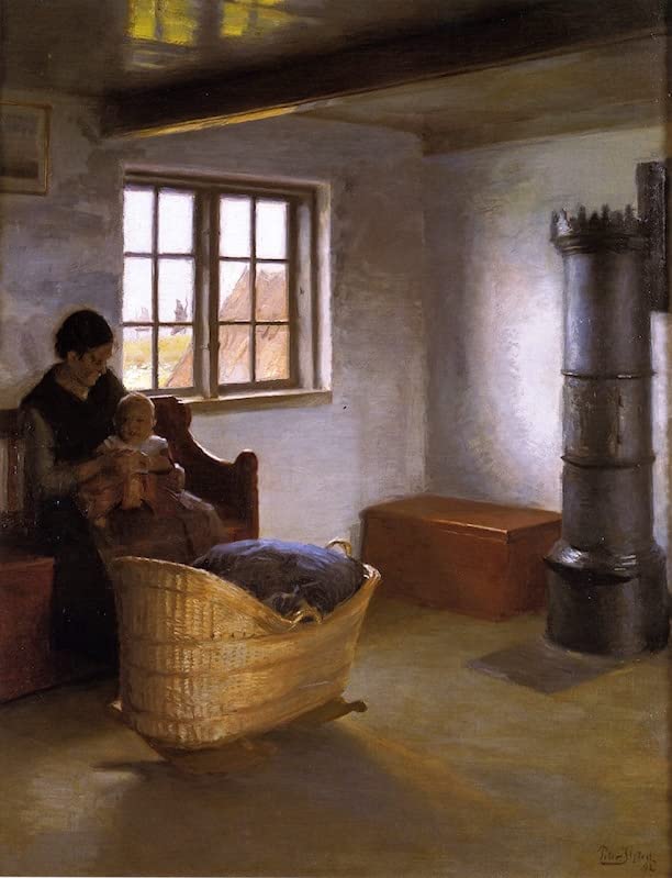 Affiche Impression Prints Toile Mère et enfant Peter Vilhelm Ilsted, tableau salon 60x90