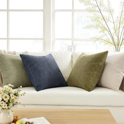 Image of Topfinel Summer Pillow Covers 16x16 Pack of 4 Decorative 16x16 Inch Velvet Boho Pillow Covers Muted Teal for Bed Accent Modern Pillowcase Sofa Livingroom Home Decor