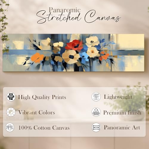 Image of Large Stretched Canvas Painting, Panel Wall Painting Abstract Floral Canvas Floral Luxury Paintings for Home Decoration, Living room and Office Decor (Yellow, 12x46 Inch)