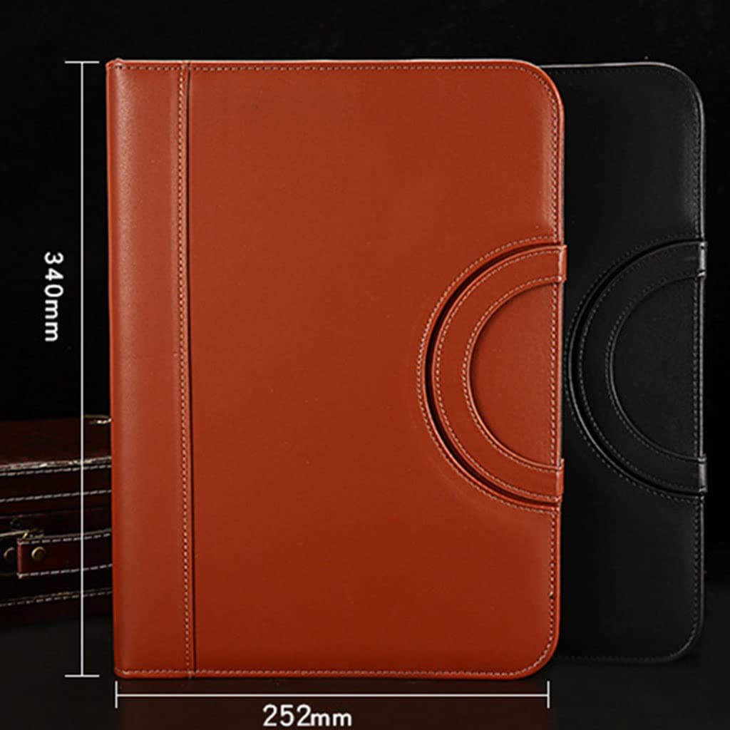 Konferencje biznesowe skórzane foldery skórzane Organizer 4 segregatory zapinane na zamek, do przechowywania dokumentów, dokumentów podróżnych, teczki prezentacyjnej z kieszeniami(Grey,8digit calculat