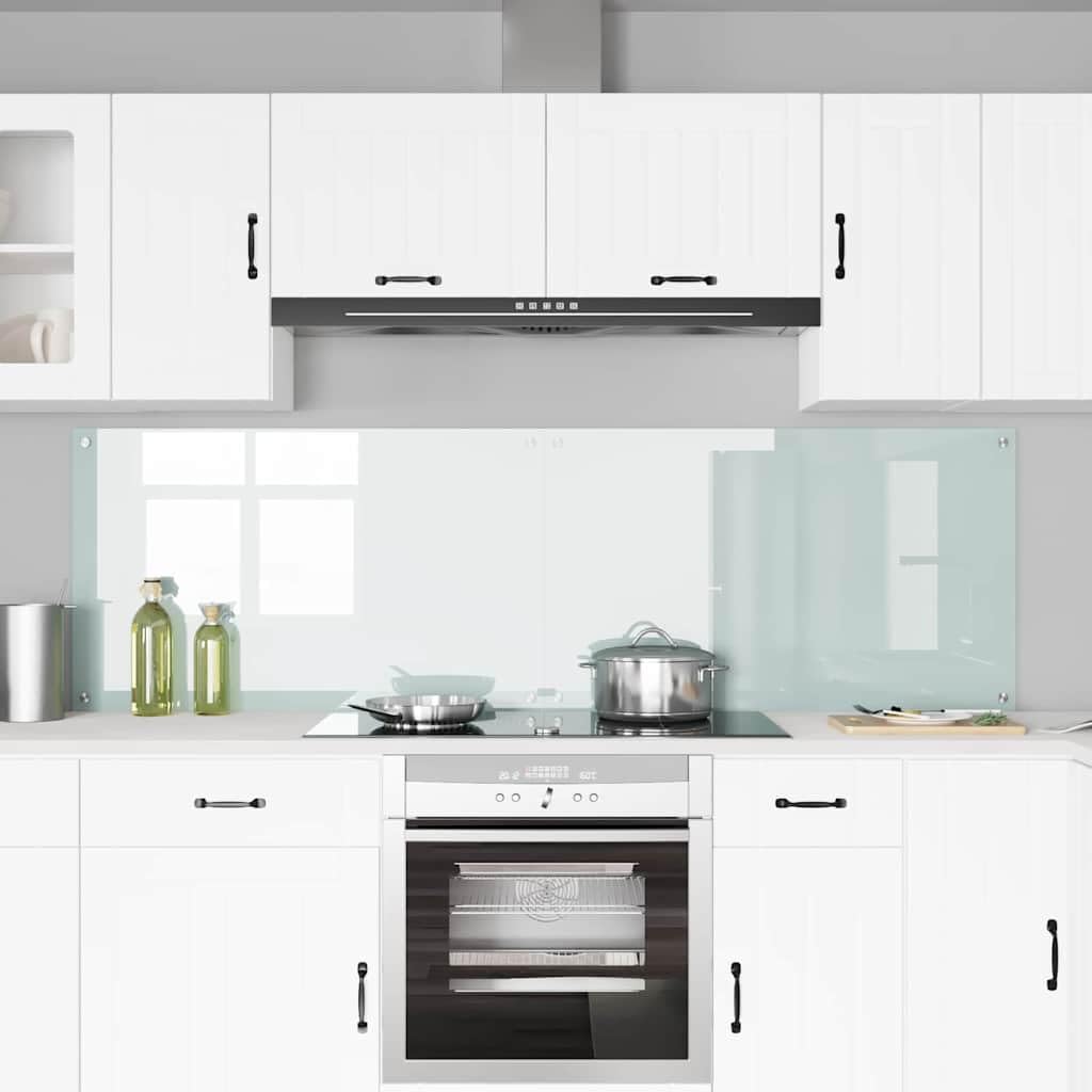 Solivagant Küchenrückwand 2 pcs Weiß 100 x 60 cm Gehärtetes Glas, Küche Esszimmer,Küchenhelfer -utensilien, 26.3 kg-3415529