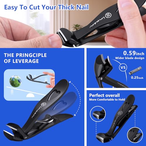 Winkelkopf Nagelknipser für Dicke Fußnägel, Ergonomischer Nagelknipser Set für Dicke Nägel, Groß Nail Clipper Nagelzwicke Zehennagelknipser Fingernagel knipser mit Auffangbehälter für Senioren Männer