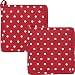 Produktbild REDBEST Topflappen, Untersetzer Punkte 2er-Pack, 100% Baumwolle rot Größe 20x20 cm- hitzebeständige Wattierung, außen Robustes, glattes Gewebe (weitere Farben)