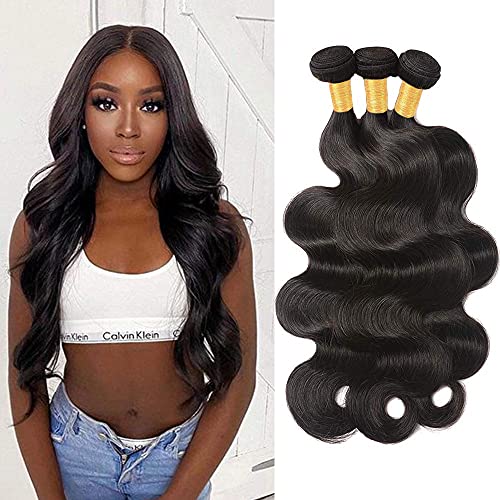 Body Wave Bundles Human Hair 16 18 20 Inch 3 Bundles Human Hair Body Wave 300 Grams Unprocessed Weave Human Hair Bundles Weft Brazilian Human Hair