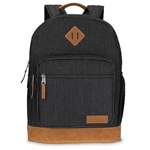 Wrangler Yellowstone Genuine Denim Sturdy Backpack for Travel Classic Logo Casual Daypack for Travel with Padded Laptop Notebook Sleeve (Black Denim)