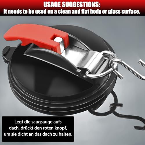 4 Stück Saugnapfs mit 8 Stück Hakens, Starker Multifunktion Saugnapf mit Haken,40 kg Tragkraft Vakuum Saugnapf,Starke Adsorption Kapazität Anwendung für Wohnmobil Markise Camper Zubehör Sonnensegel