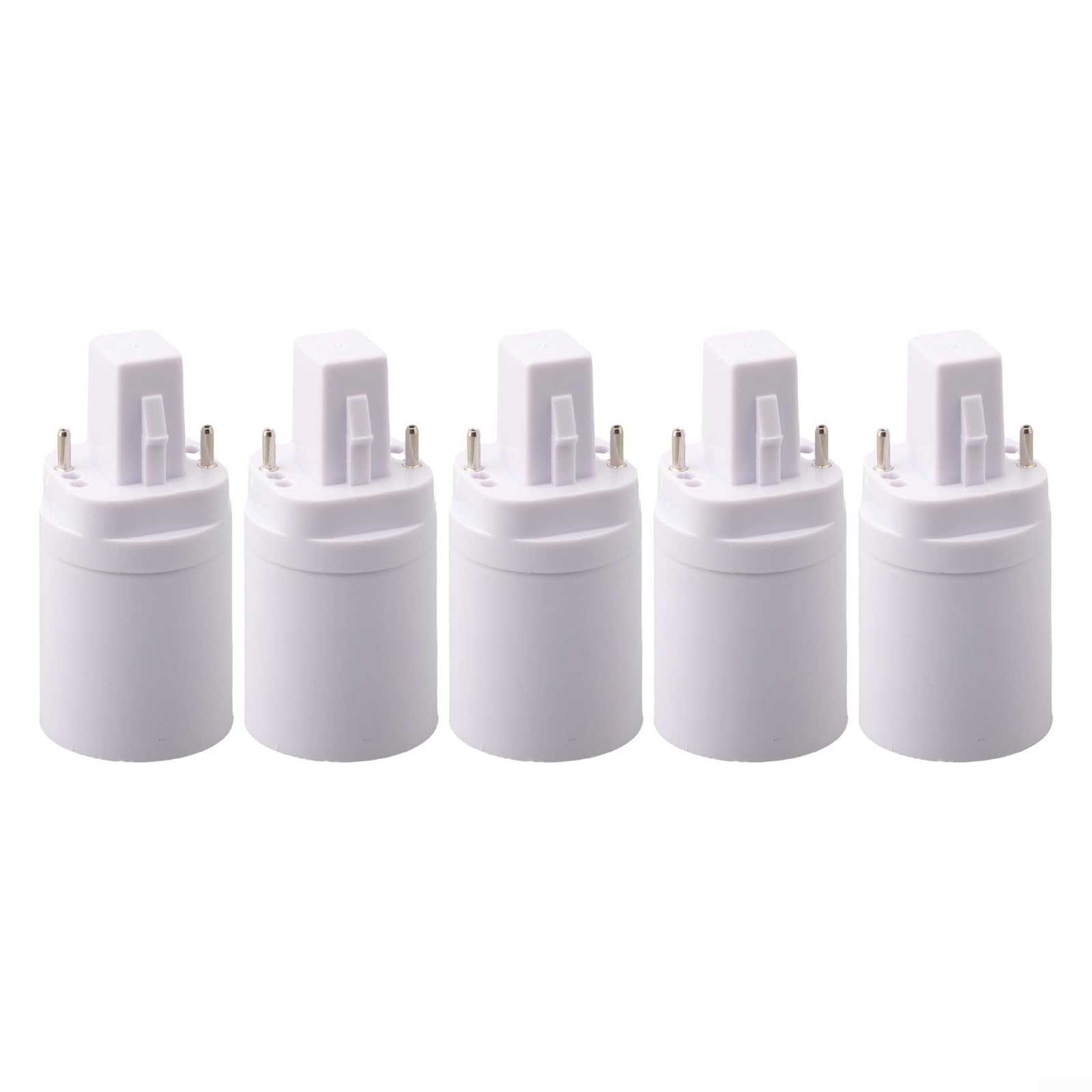 TDCuizent G24 2 Pin to E27 Screw Light Bulb Socket Adapter Converter Set, Flame Retardant PC Lamp Holder Fittings for Converting Fluorescent and LED Bulbs in Existing Fixtures(5pcs)