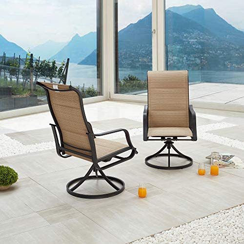 Lokatse Home Outdoor Patio Dining Chair Swivel Sling Rocker Set With Steel Metal Frame (Set Of 2), Beige #TOP1