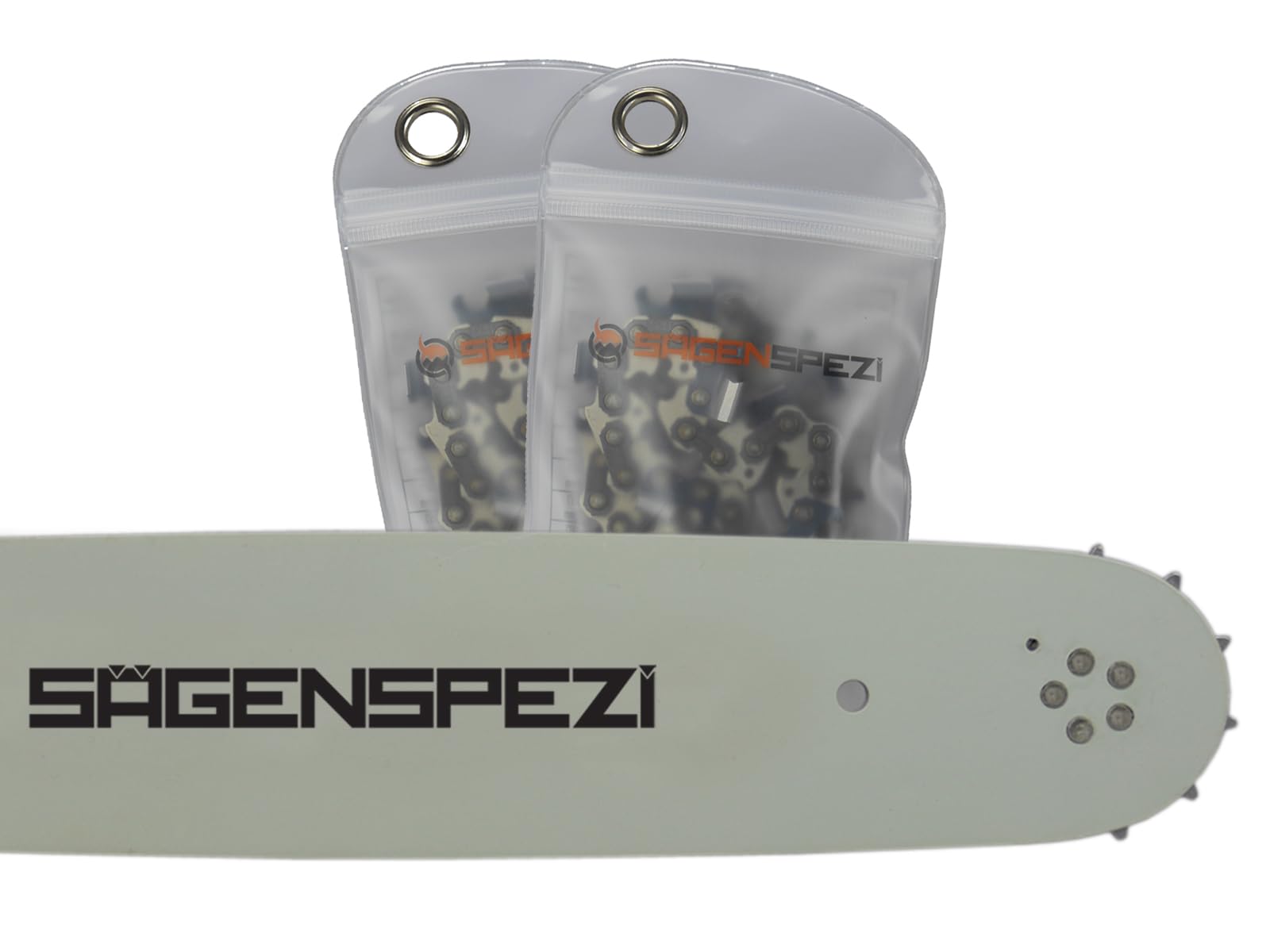 Sägenspezi Schwert-Set mit 2x Halbmeißel Sägekette | 40cm Schnittlänge | 3/8“ 1,3 mm 60 TG | passend für Echo, McCulloch, Poulan, John Deere, u.v.m. | ersetzt 160RNDD176