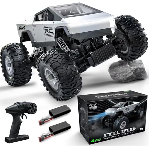WIAORCHI 1:12 Scale RC Cars Remote Control Car, 4WD Off-Road Truck, Metal Shell LED Headlights Offroad Monster RC Truck, 4x4 All Terrain Hobby RC Cars Toys for Boys Kids Adults Gifts 8-12