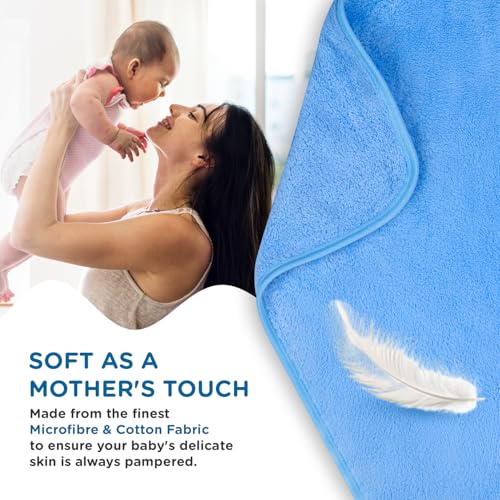 Image of Mee Mee Hooded Baby Bath Towel for New Born | Wash Cloth, Quick Absorbent, Can be Used for Baby Swaddling, Extra Soft Cotton Towels for Kids /Toddlers /Infants /Babies, Pack of 1, (Blue Dog) 80X80 CM
