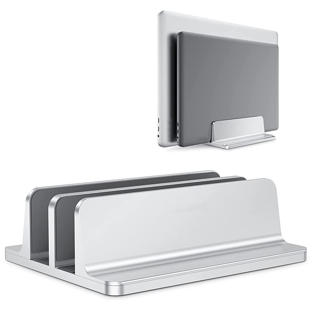ZIBUYU® Laptop Stand Vertical Desktop Aluminum Laptop Stand Holder with Adjustable Dock Stand with Dual Slots All Laptop MacBook, iPad, Dell, Asus, Lenovo, Microsoft (Up to 17.3 inch) - Silver (B0B67LJWZF) Amazon Price History, Amazon Price Tracker