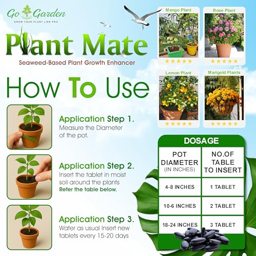 Image of Go Garden PlantMate 50 Seaweed Fertilizer Tablets | Seaweed-Based Plant Growth Enhancer | Organic Seaweed Extract Fertilizer for Plants | Boosts Growth, Flowering | Easy-to-Use Tablets for All Plants