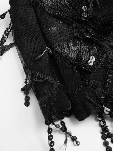 CIDER Sequins Tassel Mid Waist Mini Skirt4