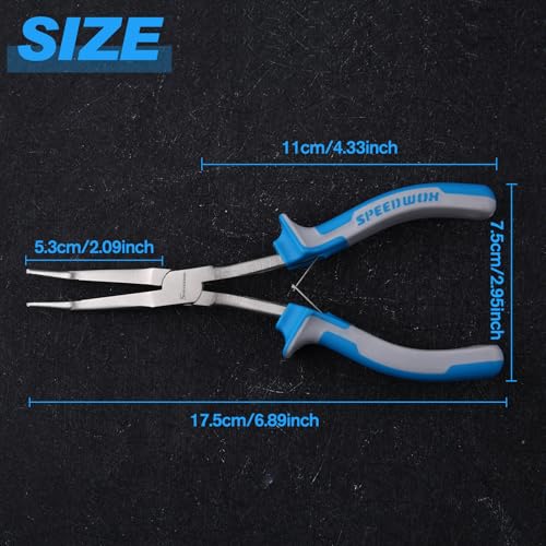 Image of SPEEDWOX Long Reach Bent Needle Nose Pliers with Serrated Jaw Extra Long Nose Precision Wire Looping Pliers Needle Remover Pliers for Hard to Reach Narrow Spaces Jewelry Making Tools Fishing Tools
