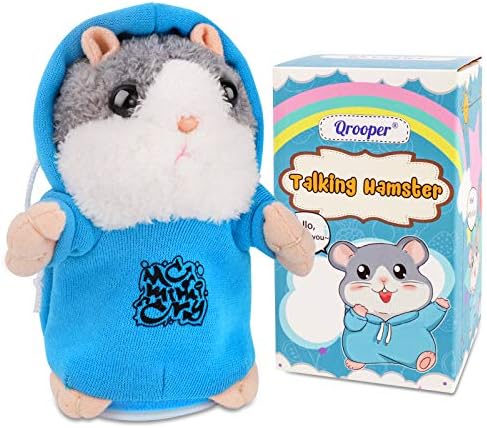 Qrooper Talking Hamster Repeats What You Say, Toys for 2+ Year Old Girl & Boy Gifts for Kids, Toddler Toys Easter Basket Stuffers for Kids Easter Gifts, Plush Stuffed Animals Toys for Girls