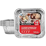 Disposable Aluminum Pans, 10 Pack Tin Foil Trays 8'x 8', Great for Cooking/Serving/Grilling/Heating,...
