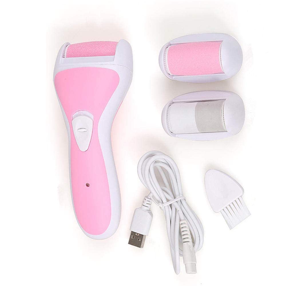Lima per Piedi elettrica 3 Teste Lima per Piedi elettrica Carica USB Piedi Rimozione della Pelle Morta e secca Rimozione del callo Elettrico Strumento per la Cura dei Piedi per Le Donne UOM